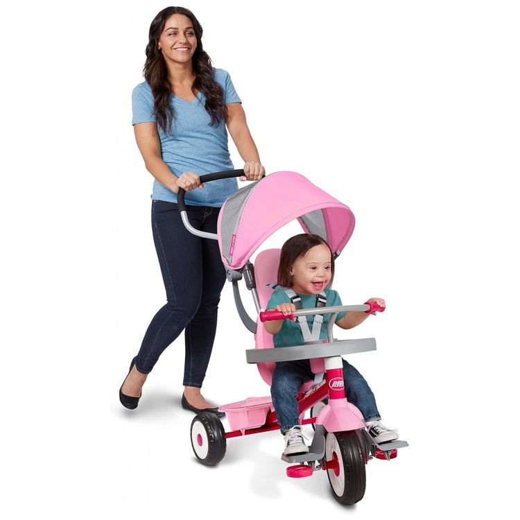 Radio-Flyer-Pedal-Push-4-em-1-Stroll-N-Trike-triciclo-rosa-foto-3