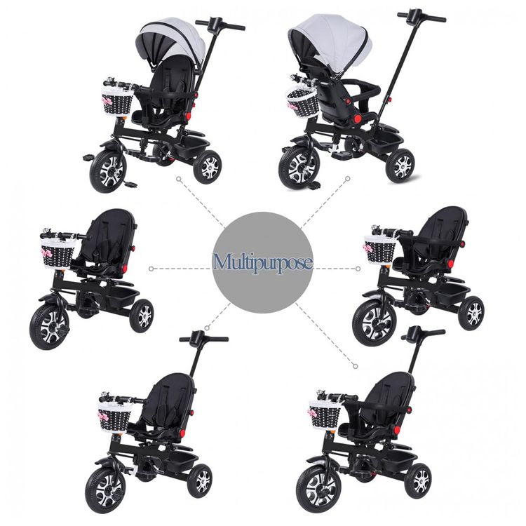 Triciclo-Infantil-6-em-1-com-Guarda-Copo-Assento-Giratorio-foto-1
