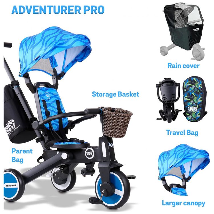 Triciclo-Infantil-com-Cesta-Mochila-de-Viagem-e-Bolsa-para-foto-1