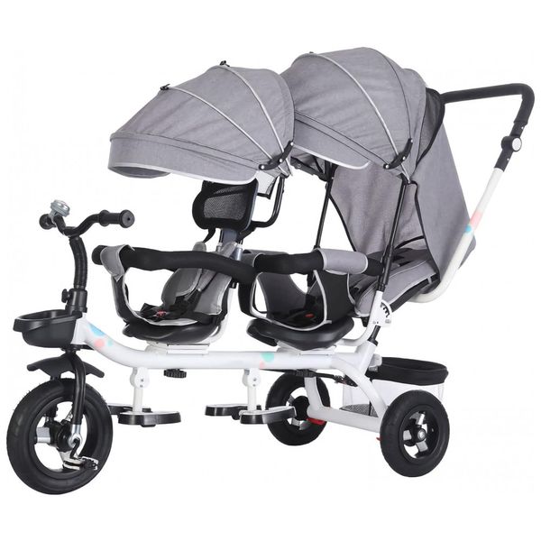 Triciclo-Infantil-de-Assento-Duplo-4-em-1-com-Freio-Alca-de-foto-0