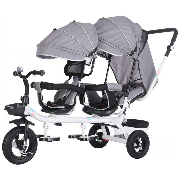 Triciclo-Infantil-de-Assento-Duplo-4-em-1-com-Freio-Alca-de-foto-0