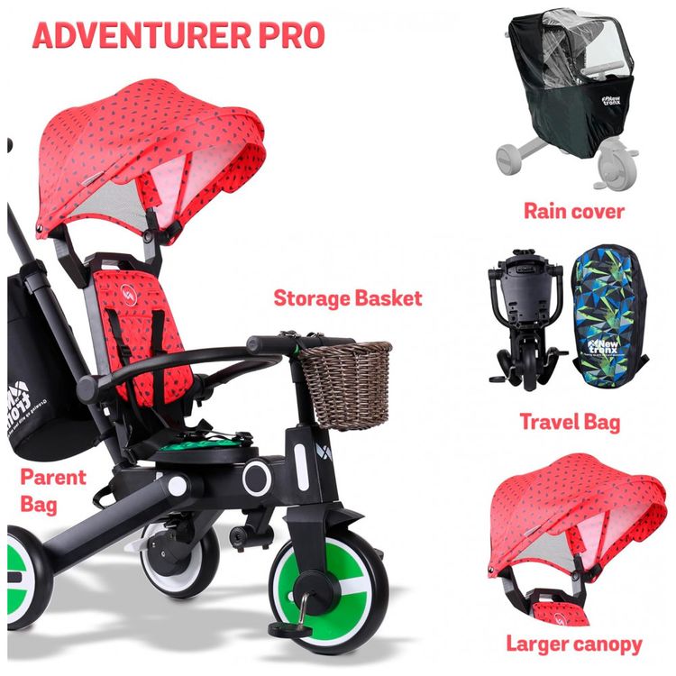 Triciclo-Infantil-com-Cesta-Mochila-de-Viagem-e-Bolsa-para-foto-1