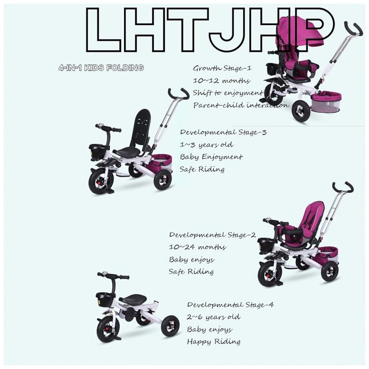 Triciclo-Infantil-4-em-1-Dobravel-com-Alca-de-Pressao-foto-4