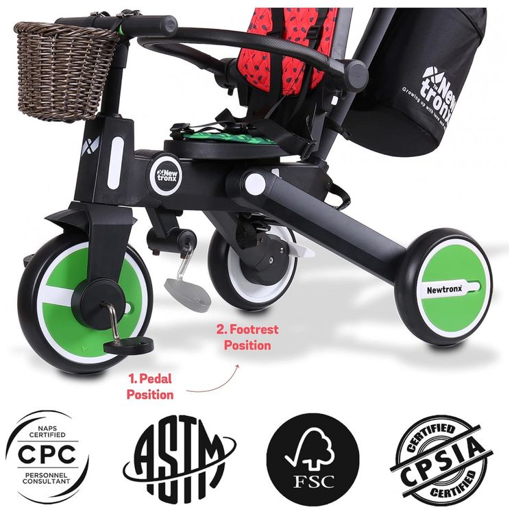 Triciclo-Infantil-com-Cesta-Mochila-de-Viagem-e-Bolsa-para-foto-5