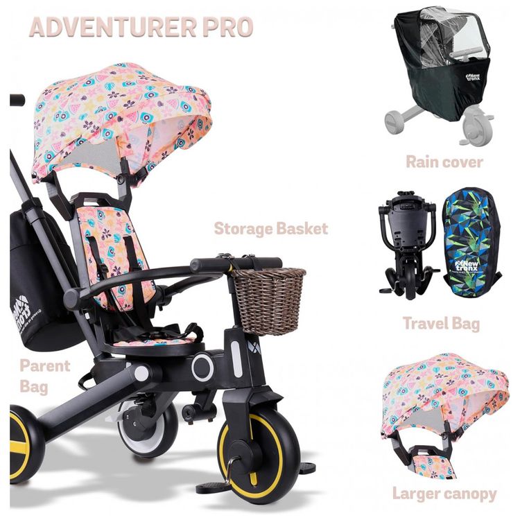 Triciclo-Infantil-com-Cesta-Mochila-de-Viagem-e-Bolsa-para-foto-1