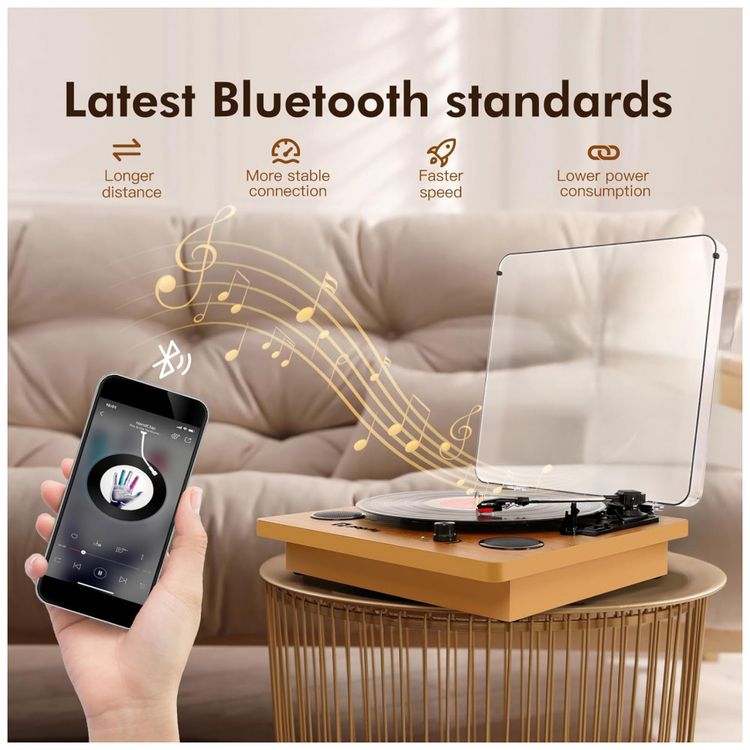 Toca-Discos-com-3-Velocidades-Bluetooth-Alto-Falante-e-foto-1