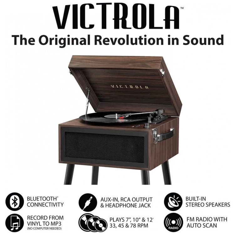Toca-Discos-5-em-1-com-Base-Bluetooth-Radio-FM-e-Gravador-foto-2