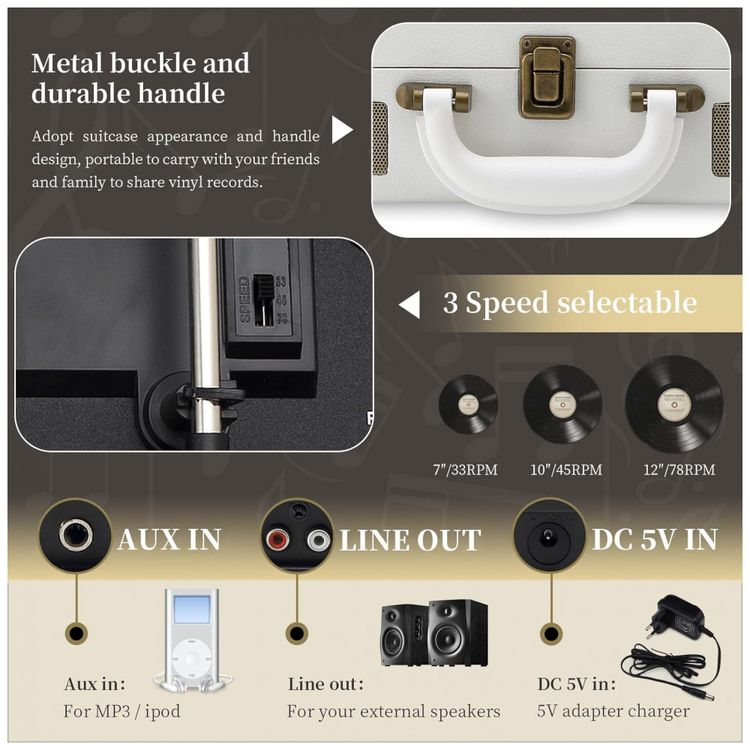 Toca-Discos-com-Bluetooth-Codificacao-de-Reproducao-USB-foto-4