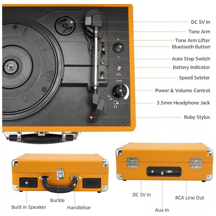 Toca-Discos-com-Bluetooth-Codificacao-de-Reproducao-USB-foto-5