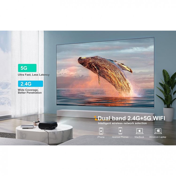Projetor-4K-1080P-com-Bluetooh-e-Wi-Fi-5G-para-Celular-e-TV-foto-2