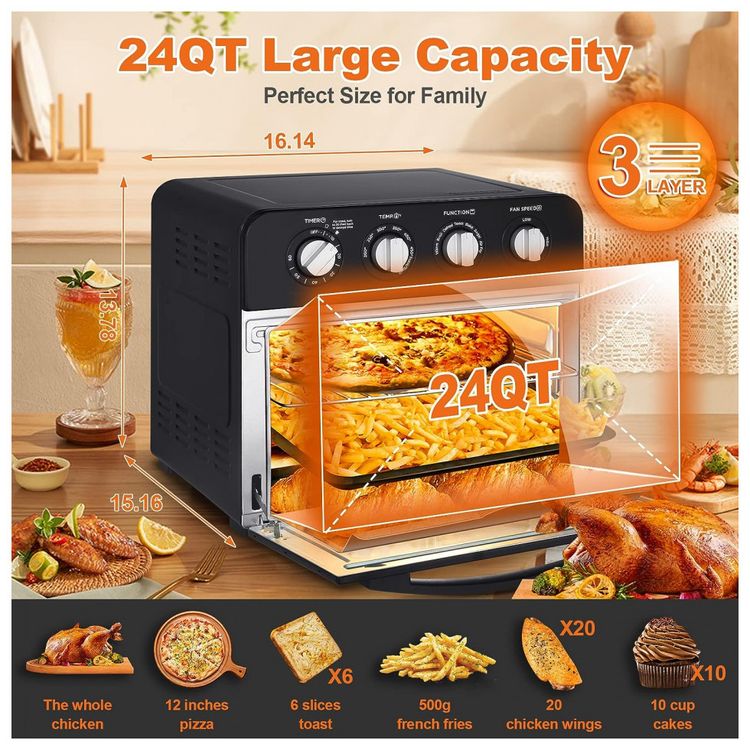 Forno-Eletrico-de-Bancada-24.5L-7-em-1-Multifuncoes-com-4-foto-2