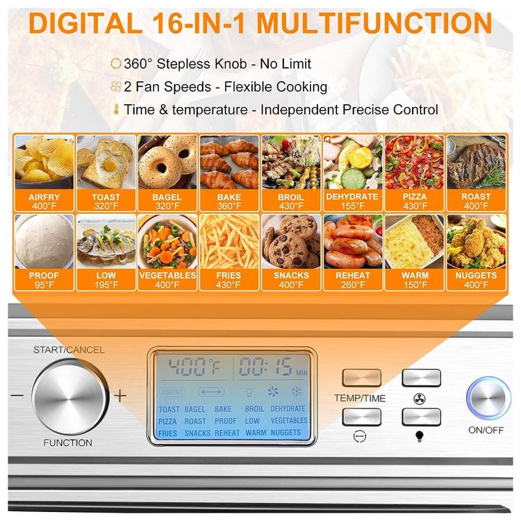 Forno-Eletrico-de-Bancada-26.5L-15-em-1-Multifuncoes-com-foto-2