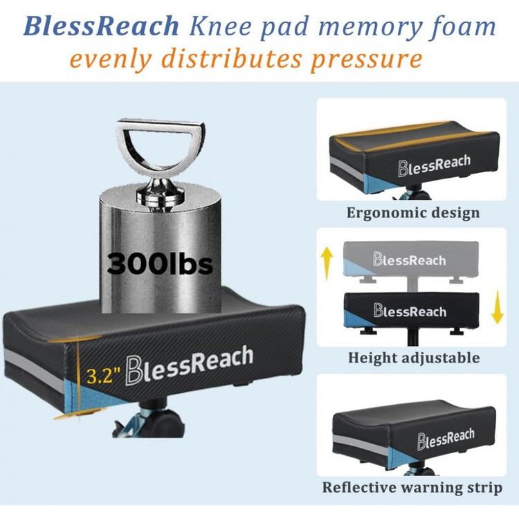 BlessReach-Andador-4-Rodas-com-Cesta-e-Apoio-para-Joelho-foto-3