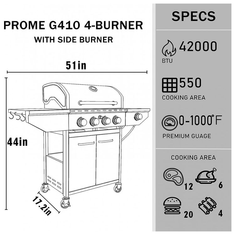Churrasqueira-a-Gas-45.500-BTU-com-3-Queimadores-2-Portas-e-foto-2