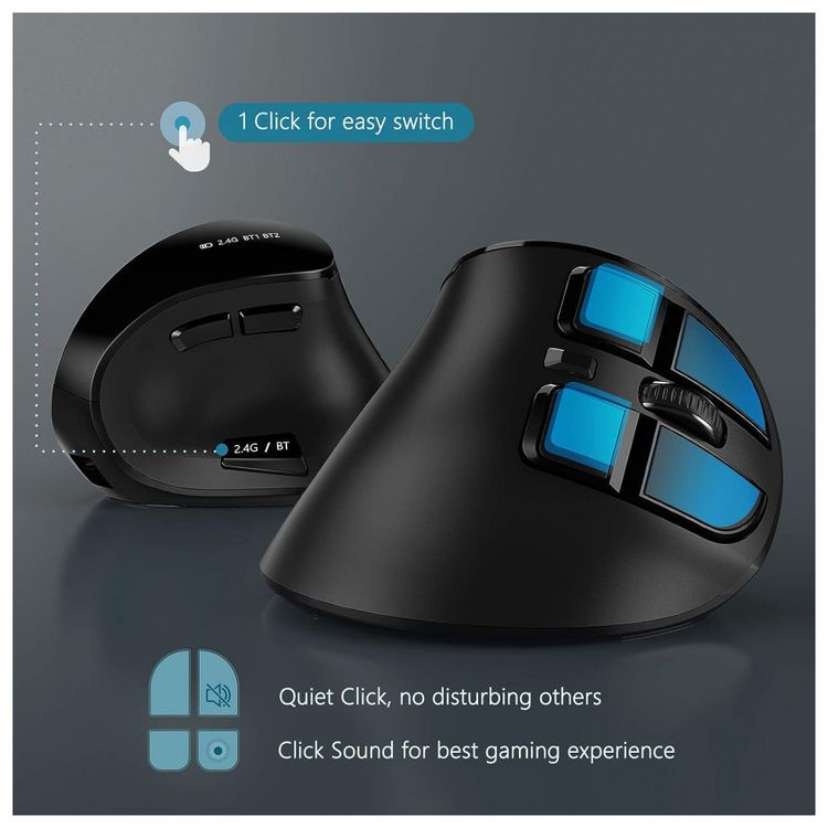 Mouse-Ergonomico-Vertical-Optico-sem-Fio-Reduz-a-Tensao-do-foto-1