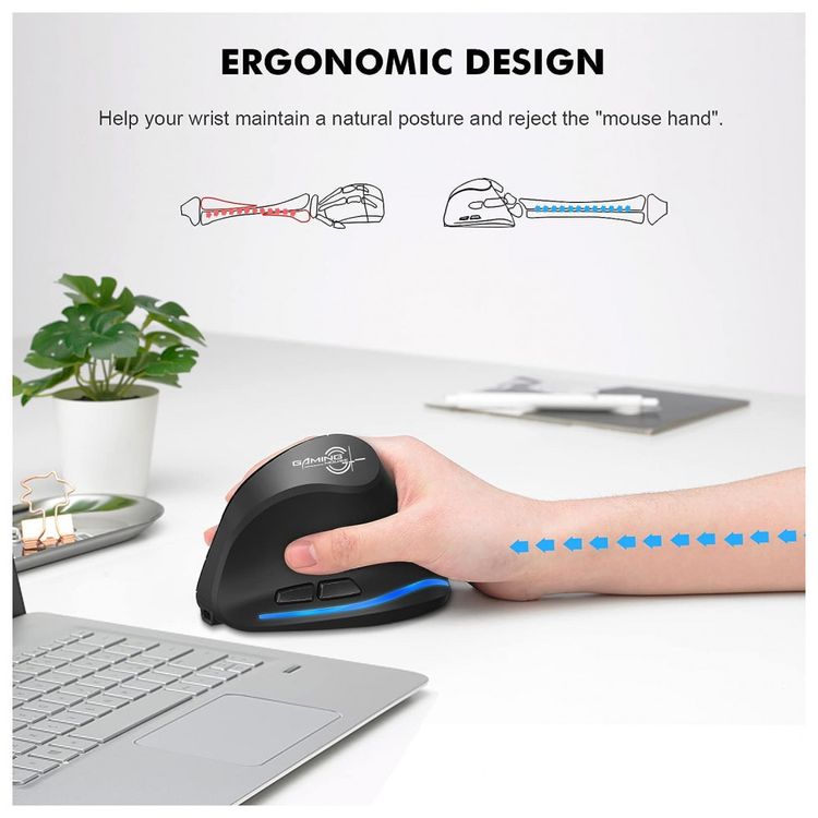 Mouse-Ergonomico-Vertical-Optico-sem-Fio-Reduz-a-Tensao-do-foto-2