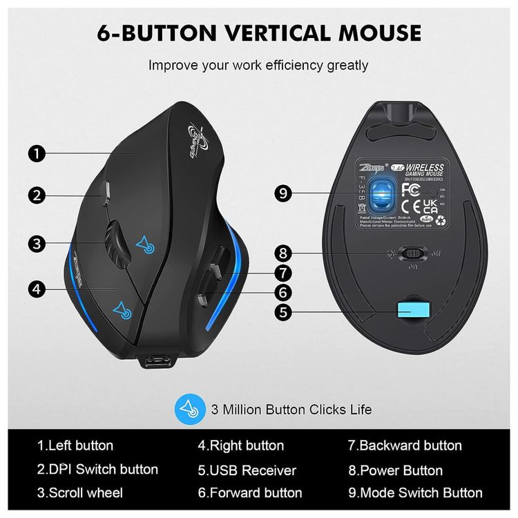 Mouse-Ergonomico-Vertical-Optico-sem-Fio-Reduz-a-Tensao-do-foto-5