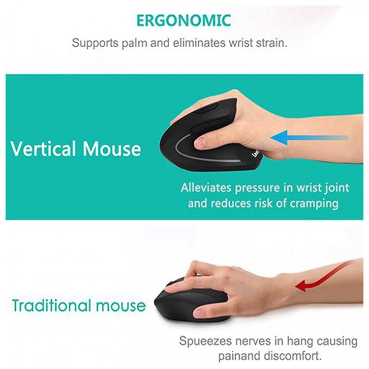 Mouse-Ergonomico-Vertical-Optico-sem-Fio-Reduz-a-Tensao-do-foto-2