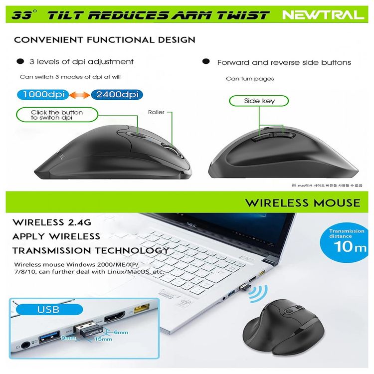 Newtral-Mouse-Ergonomico-Vertical-33-graus-sem-Fio-Reduz-a-foto-2
