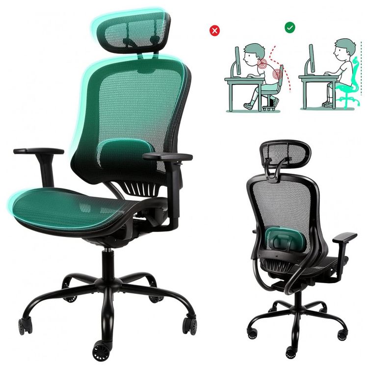 Cadeira-de-Escritorio-Ergonomica-Giratoria-com-Apoio-de-foto-0