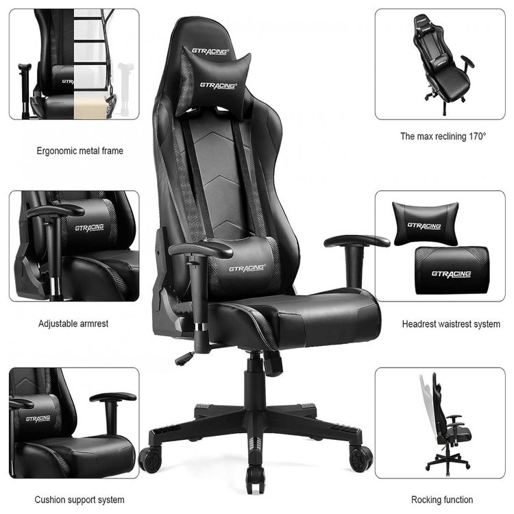 Cadeira-Gamer-Ergonomica-Reclinavel-e-Giratoria-com-Apoio-foto-1