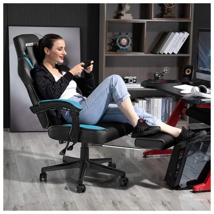 Cadeira-Gamer-Ergonomica-Reclinavel-e-Giratoria-com-Apoio-foto-1