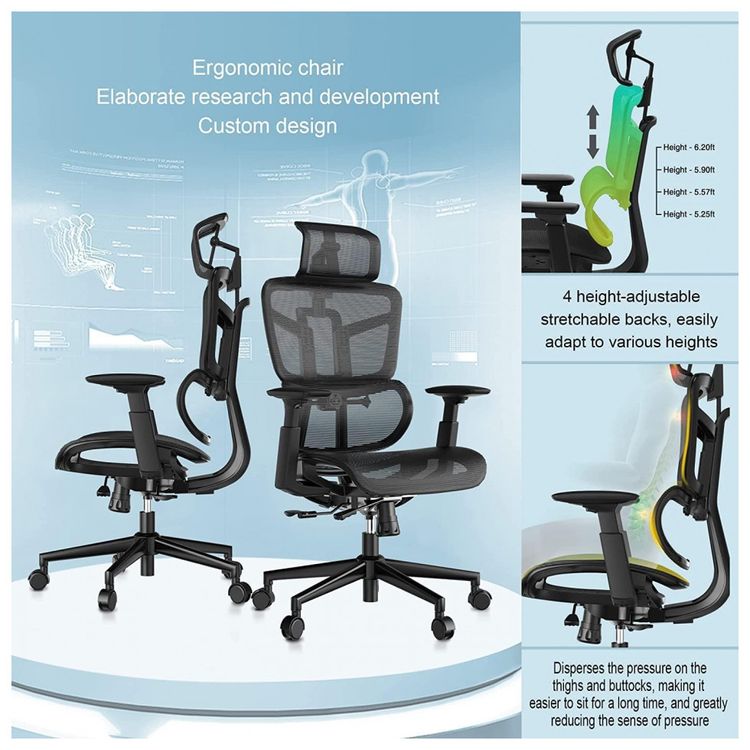 Cadeira-de-Escritorio-Ergonomica-Giratoria-com-Apoio-de-foto-2