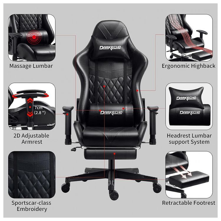 Cadeira-Gamer-Reclinavel-e-Giratoria-com-Apoio-Lombar-e-foto-2