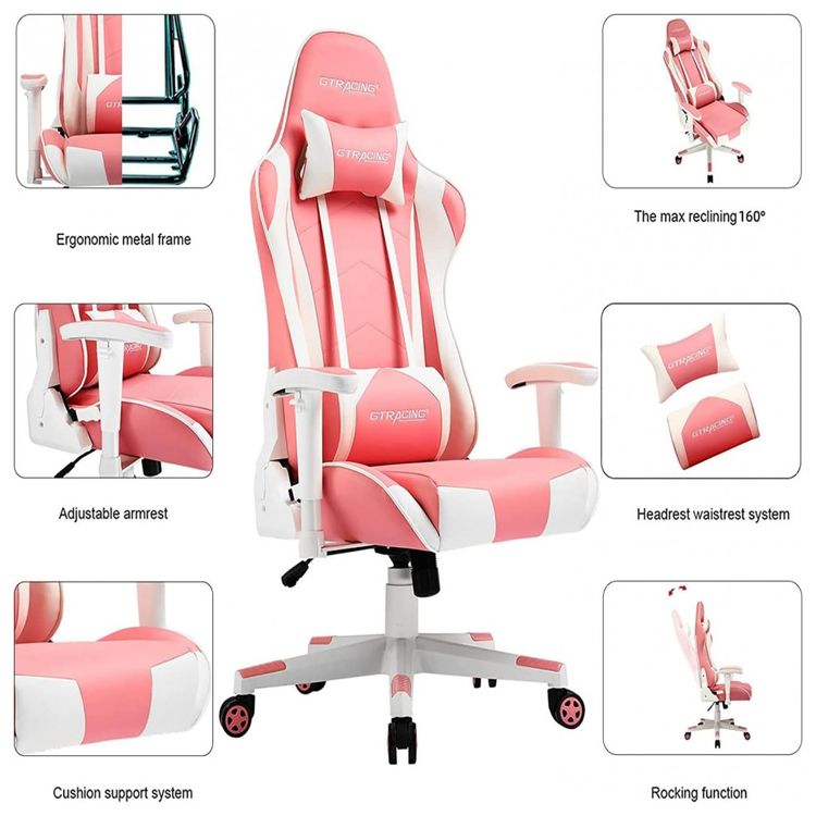 Cadeira-Gamer-Reclinavel-e-Giratoria-com-Apoio-Lombar-e-foto-2