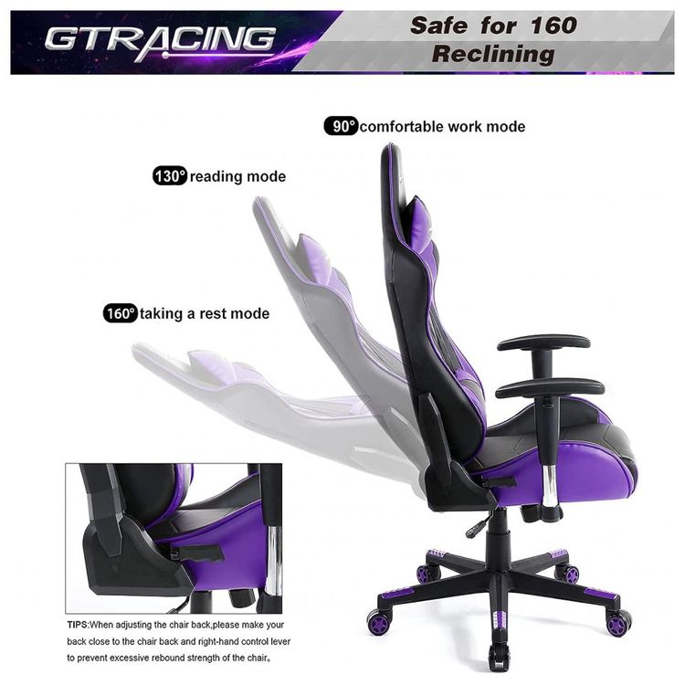 GTRACING-Cadeira-Gamer-Reclinavel-e-Giratoria-com-Apoio-foto-2
