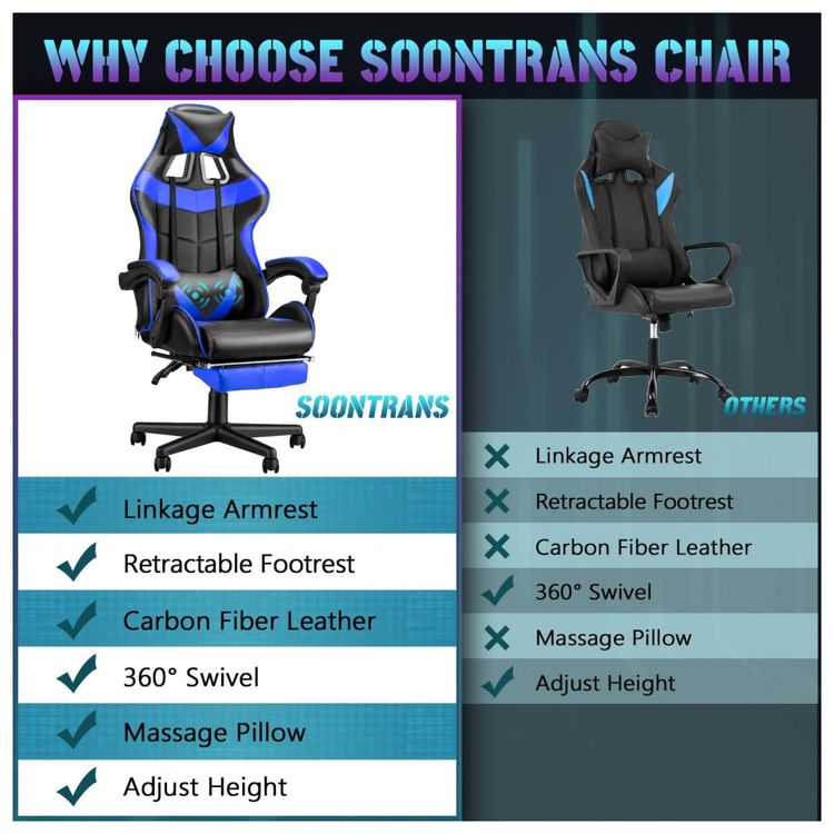 Soontrans-Cadeira-Gamer-Ergonomica-Reclinavel-e-Giratoria-foto-4