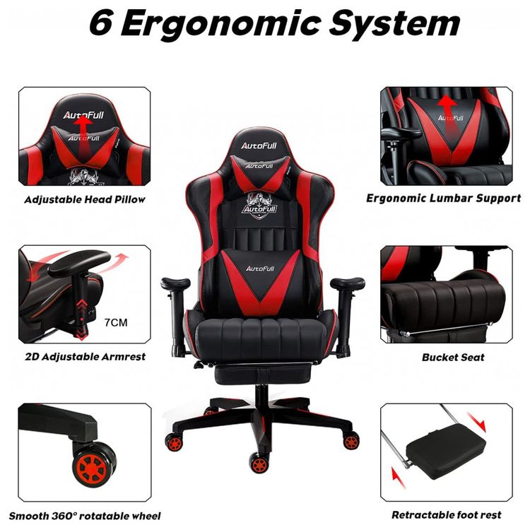 Cadeira-Gamer-Ergonomica-Reclinavel-com-Apoio-para-os-Pes-foto-2