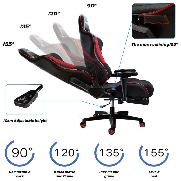 Cadeira-Gamer-Ergonomica-Reclinavel-com-Apoio-para-os-Pes-foto-4