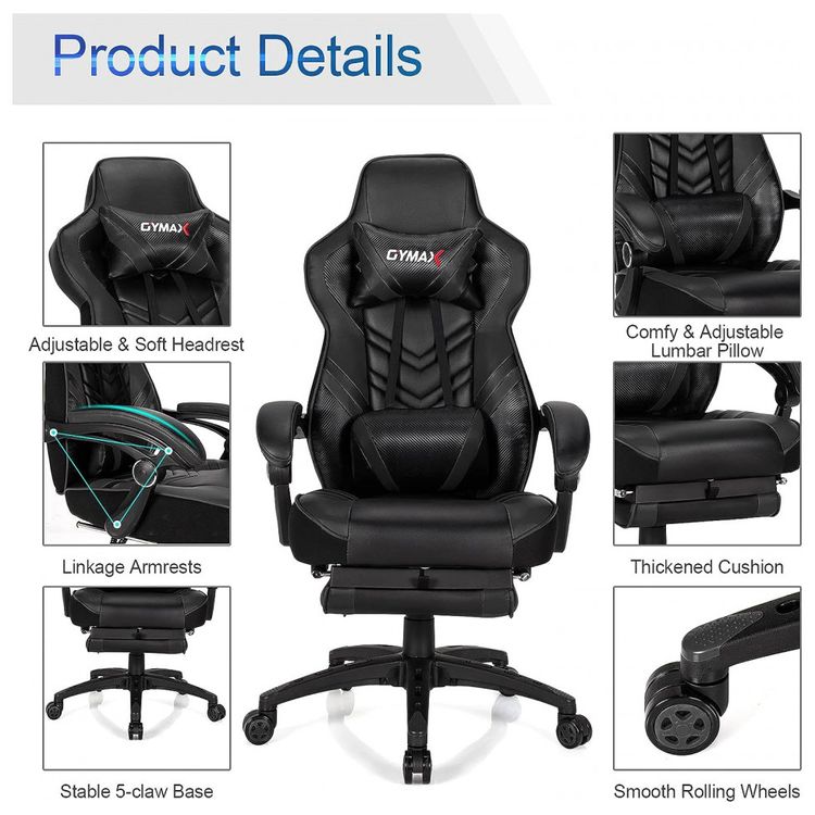 Cadeira-Gamer-Reclinavel-e-Giratoria-com-Apoio-Lombar-e-foto-5