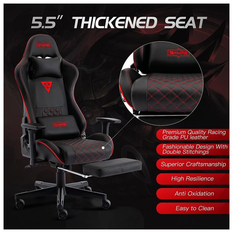 Cadeira-Gamer-Ergonomica-Reclinavel-e-Giratoria-com-Apoio-3D-foto-2