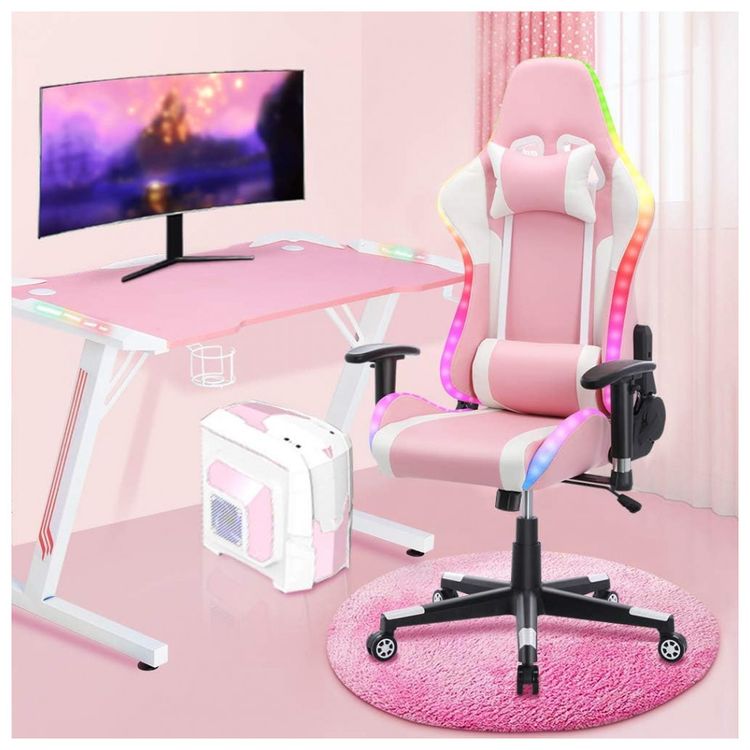 HomeMiYN-Cadeira-Gamer-Reclinavel-e-Giratoria-com-Luzes-e-foto-0