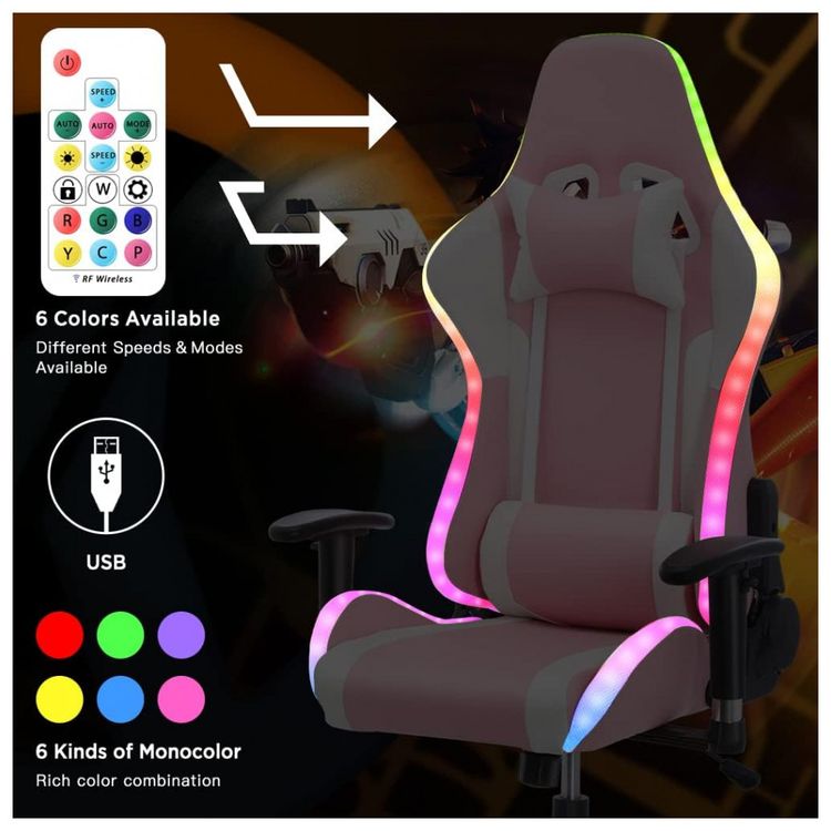 HomeMiYN-Cadeira-Gamer-Reclinavel-e-Giratoria-com-Luzes-e-foto-1