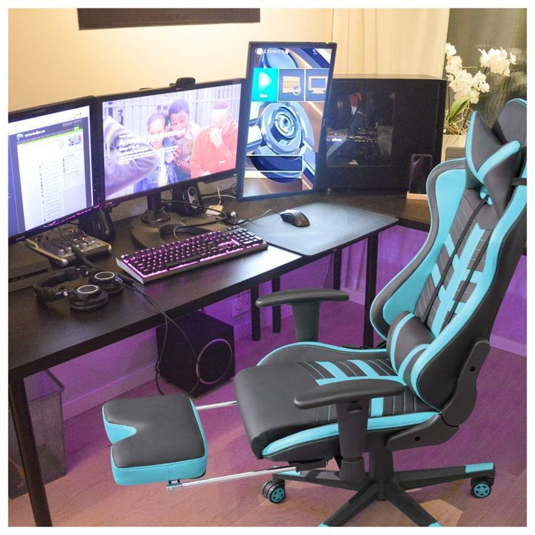 Cadeira-Gamer-Ergonomica-Reclinavel-e-Giratoria-com-Apoio-foto-1