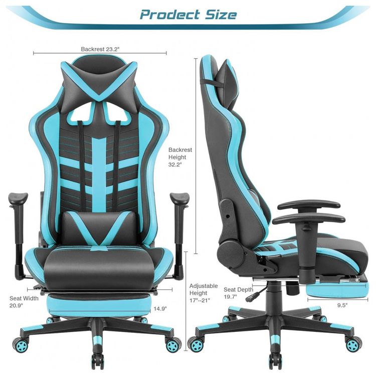 Cadeira-Gamer-Ergonomica-Reclinavel-e-Giratoria-com-Apoio-foto-2