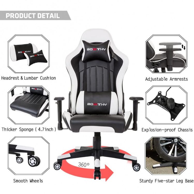 Bowthy-Cadeira-Gamer-Reclinavel-e-Giratoria-com-Apoio-Lombar-foto-4