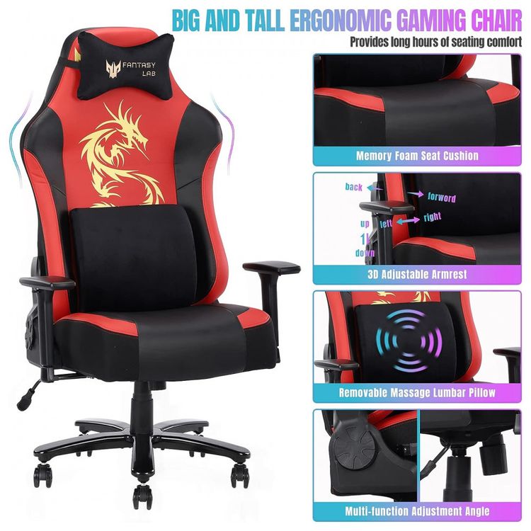 FANTASYLAB-Cadeira-Gamer-Ergonomica-e-Giratoria-com-Apoio-3D-foto-2