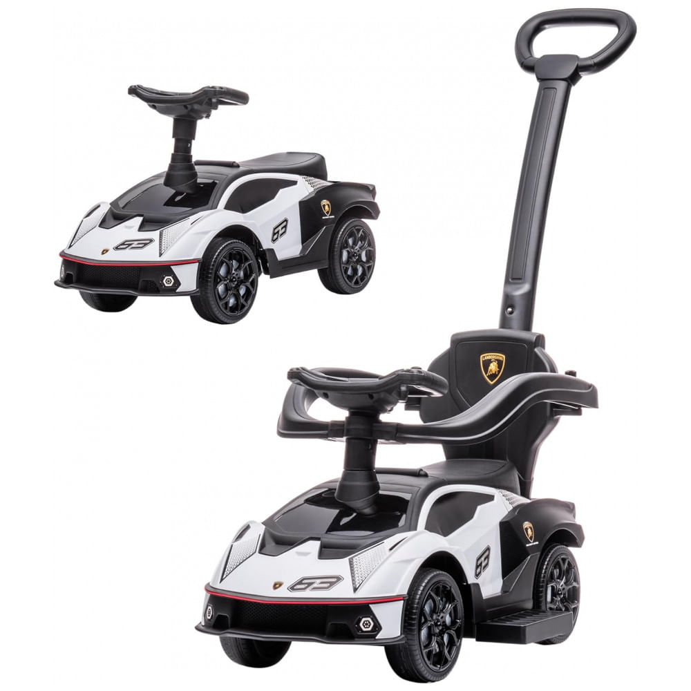 Carrinho de Passeio Infantil 2 em 1 com Buzina, Compartimento Sob o Assento, Som e Volante para Crianças, Aosom, Branco