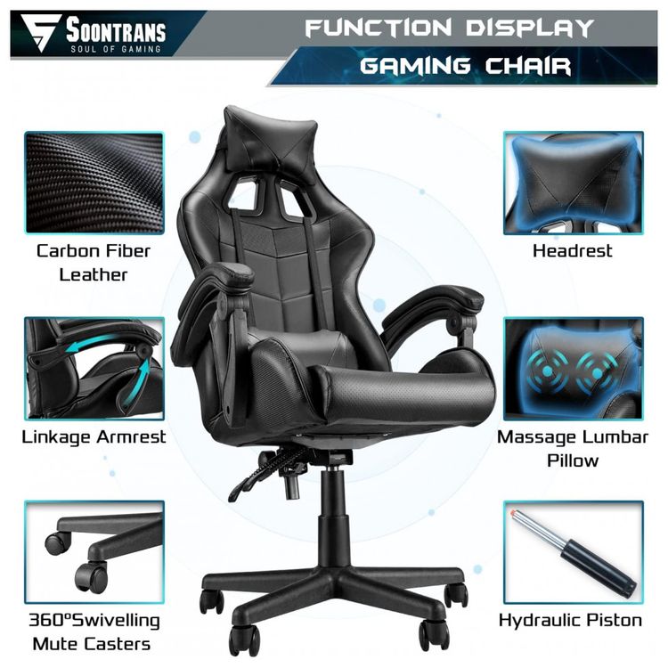 Soontrans-Cadeira-Gamer-Reclinavel-e-Giratoria-com-Apoio-foto-1