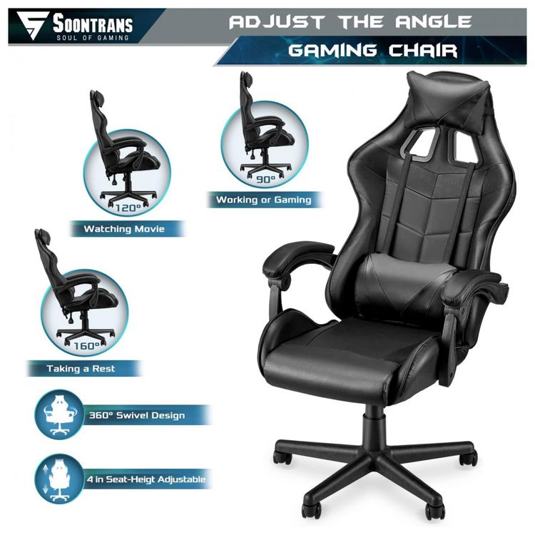 Soontrans-Cadeira-Gamer-Reclinavel-e-Giratoria-com-Apoio-foto-2