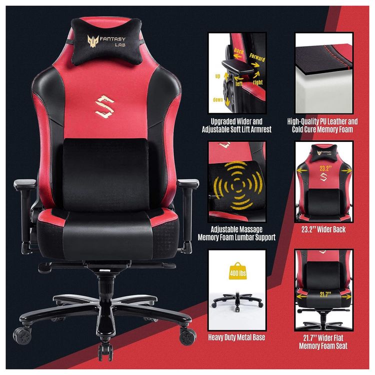 FANTASYLAB-Cadeira-Gamer-Ergonomica-e-Giratoria-com-Apoio-3D-foto-5