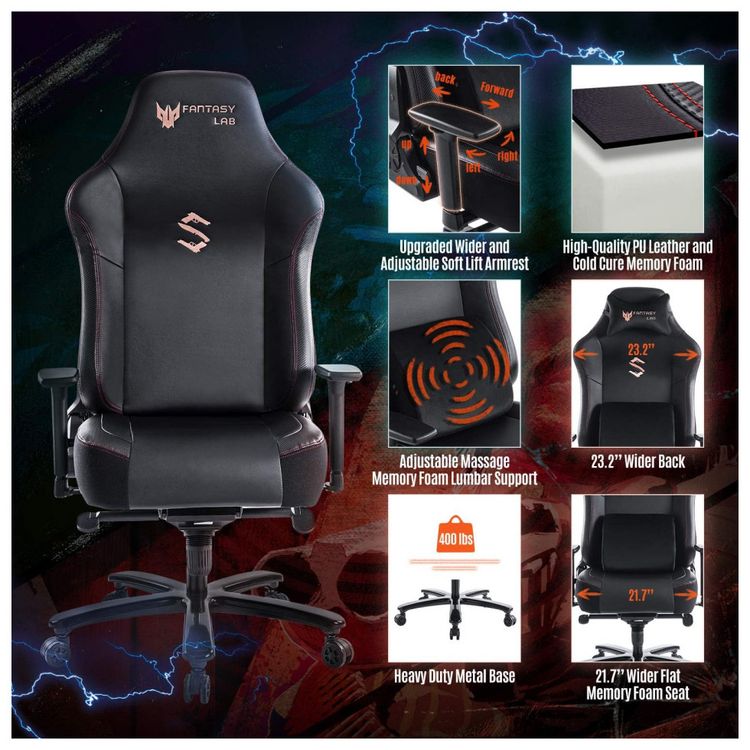 FANTASYLAB-Cadeira-Gamer-Ergonomica-e-Giratoria-para-ate-181-foto-3