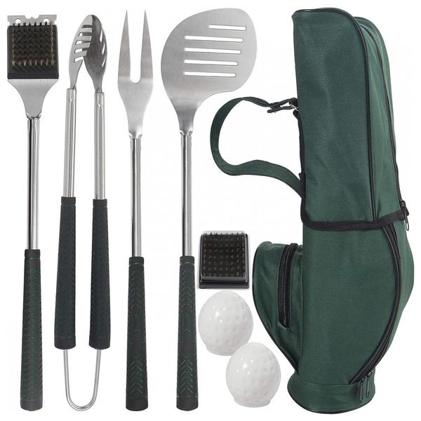 grilljoy-8pc-Golf-Club-Style-BBQ-Grilling-Set-with-Long-Heat-foto-0