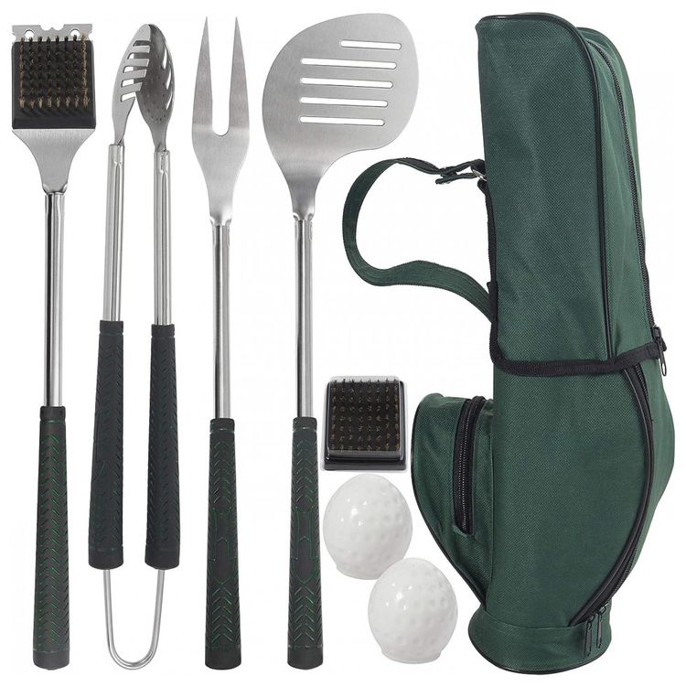 grilljoy-8pc-Golf-Club-Style-BBQ-Grilling-Set-with-Long-Heat-foto-0
