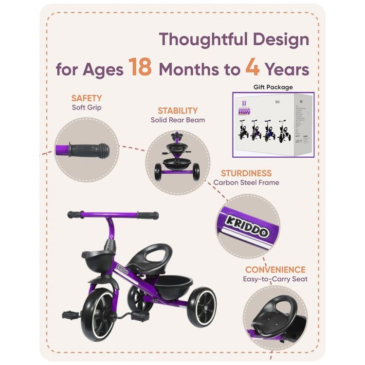 Triciclo-Infantil-com-Cesto-para-Criancas-de-2-a-4-Anos-foto-2
