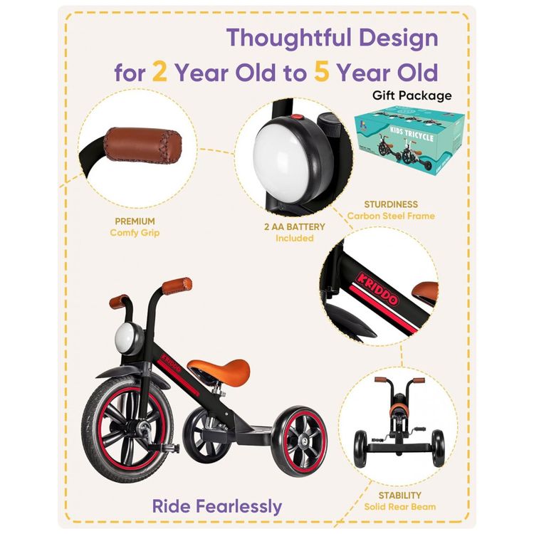 Triciclo-Infantil-com-Luz-Frontal-e-Altura-do-Assento-foto-3